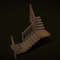 Wooden Staircase With Railings And L Shaped Design For Modern Interior
