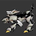 Robotic Beast Character And Mechanical Creature With White Black Armor Yellow Claws And Detailed Design