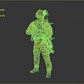 Tactical Military Soldier in Camouflage Uniform Holding Rifle With Helmet and Gear