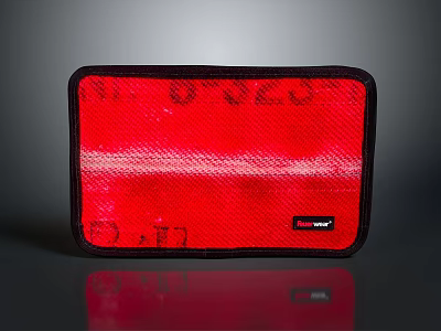Red Reflective Material Wallet With Black Border Featuring Red Tape Label Design 3d model