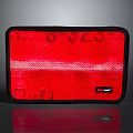 Red Reflective Material Wallet With Black Border Featuring Red Tape Label Design