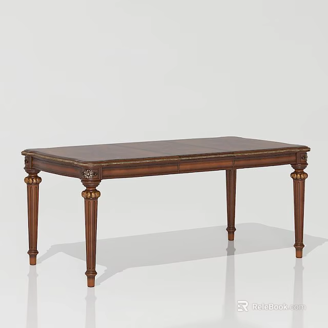 Classic Solid Wood Dining Table with Carved Legs for Traditional Home Decor 3d model
