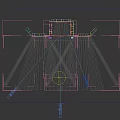 Vibrant Music Festival Stage With Blue Laser Beams Triangular Screens And Lighting Effects