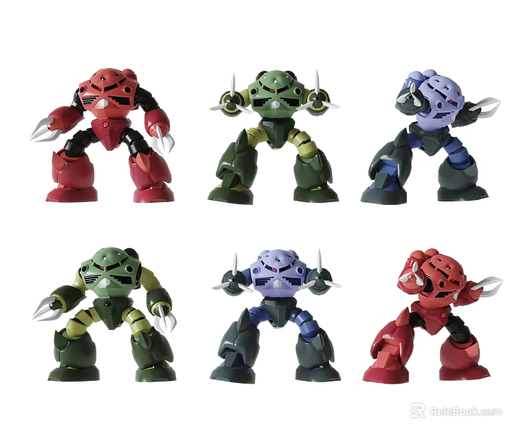 Colorful Robot Figurine Decorative Set With Multiple Assorted Colors And Designs 3d model 