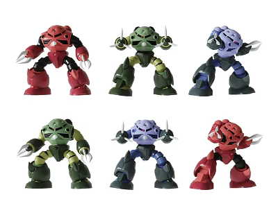 Colorful Robot Figurine Decorative Set With Multiple Assorted Colors And Designs 3d model