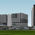 Modern Commercial Street With Glass Facades Shop Signs Pedestrians And Tall Buildings