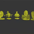 Cartoon Scenes Of Anthropomorphic Food Characters With Vegetable Meat Figures Expressive Faces And Mini Props