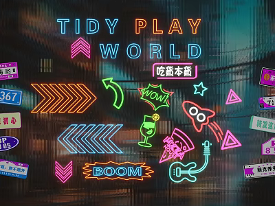 Trendy Neon Decorative Lights With Vibrant Playful Motifs And Colorful Patterns 3d model