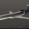 ERJ 135 Airplane With White And Dark Blue Fuselage Windows Wings And Tail