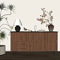 Elegant Entryway Cabinet Sideboard Interior With Plants Table Lamp And Floor Lamp