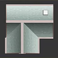Traditional Ancient Building Model With Teal Roof Timber Frame And White Walls