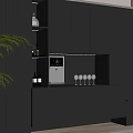 Modern Gray Sideboard With LED Lighting Storage Drawers Cabinets And Wine Glasses