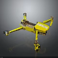 Yellow Industrial Drone With Four Propeller Arms And Labeled Body For Professional Use