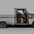 Old Rusty White Truck With Open Door And Cluttered Interior Details 3d model