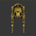 Yellow Four Legged Mechanical Robot Creature With Metallic Joints And Structural Design 3d model
