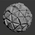 Cartoon Scene Featuring Metallic Polyhedral Sphere With Green Connecting Lines And Reflection