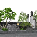 Karesansui Japanese Dry Landscape Garden Design With Rocks Trees Stone Pillars And Lantern