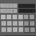 Modern White And Black Switch Panels With Single Double Switches And USB Ports