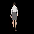 Woman Wearing White Shirt And Gray Skirt Walking With Face Mask