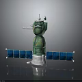 Green Space Equipment Featuring Satellite Structure Silver Base And Blue Solar Panels 3d model