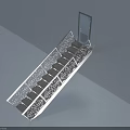 Staircase With Ornate Metal Railing And Dark Steps On Light Background 3d model