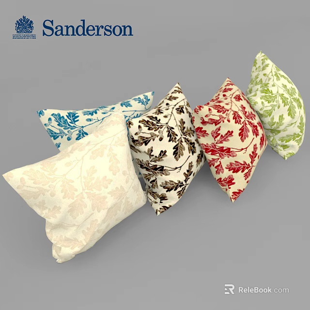 Colorful Decorative Throw Pillows With Leaf Patterns For Home Decoration 3d model