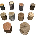 Natural Wooden Stumps Displaying Rustic Texture And Various Sizes For Home Decor