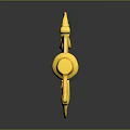 Golden Decorative Key With Intricate Floral Design On Shiny Black Surface