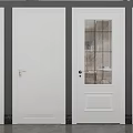 White Interior Hinged Doors With Various Designs And Glass Panel Features 3d model