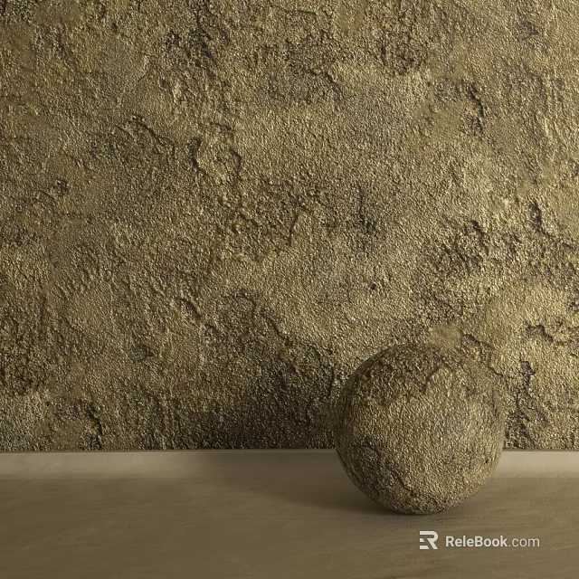 Textured Gold Decorative Components Wall And Sphere Interior Decoration 3d model 