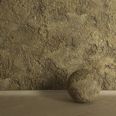 Textured Gold Decorative Components Wall And Sphere Interior Decoration 3d model