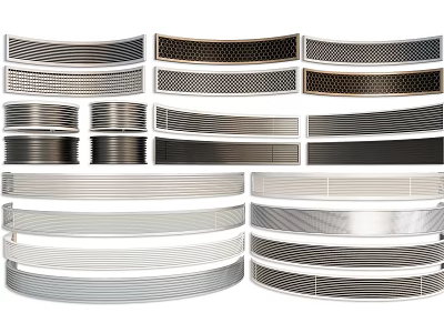 Modern AC Vents Displaying Multiple Grid Patterns And Metallic Color Options In Rows 3d model