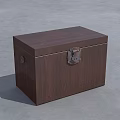 Dark Brown Wooden Box With Classic Wood Grain And Metal Lock Design