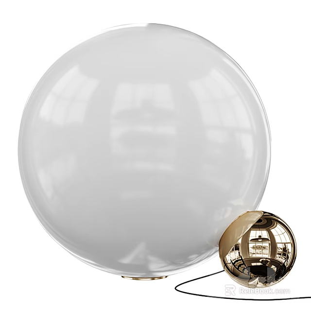 Modern Table Lamp With White Spherical Lampshade And Gold Base 3d model 