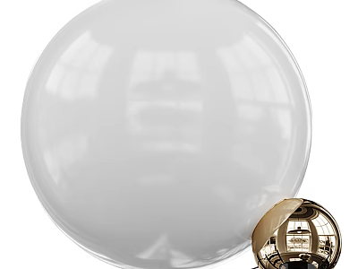 Modern Table Lamp With White Spherical Lampshade And Gold Base 3d model