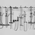 Modern Shower Systems With Rain Heads Handheld Sprayers And Control Valves 3d model
