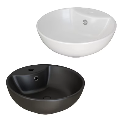 White and Black Bowl Shaped Washbasin Round Modern Design for Bathroom 3d model