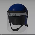 Blue Police Helmet With Protective Face Shield And Adjustable Straps Design 3d model