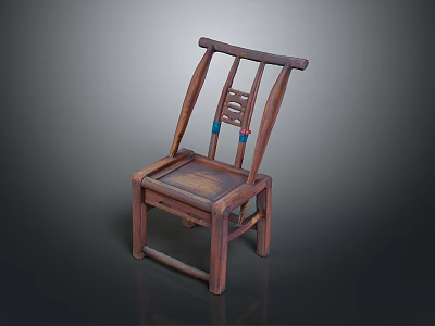 Traditional Wooden Chair With Carved Backrest And Solid Wooden Legs For Home Living 3d model