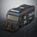 Dark Blue Police Military Vehicle With 313 Marking And Emergency Lights
