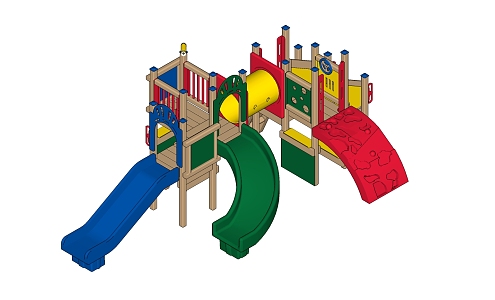 Modern slide amusement facilities kindergarten 3d model