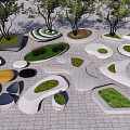 Modern Tree Pool Alien Landscape Tree Pool Seat Stone Bench 3d model