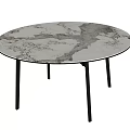 Elegant Modern Round Dining Table With Marble Tabletop And Black Legs 3d model