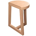 Modern Wooden Stool With Curved Seat And Simple Leg Structure Design