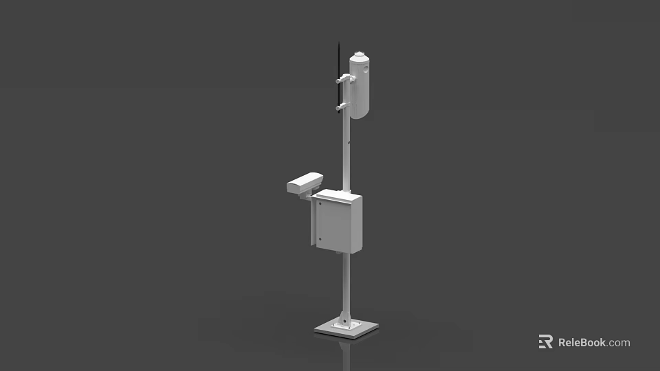 Industrial Equipment With Vertical Pole Base And Mounted Enclosure Components 3d model 
