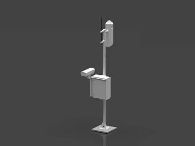 Industrial Equipment With Vertical Pole Base And Mounted Enclosure Components 3d model