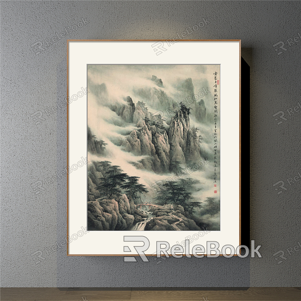 New Chinese Landscape Painting Green Hallway Water Landscape Decoration Painting model