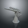 Double Barreled Cannon Weapon With Gray Metal Base And Mechanical Adjustment Parts