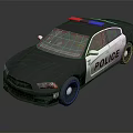 Black And White Police Car With Red Blue Lights And Law Enforcement Design