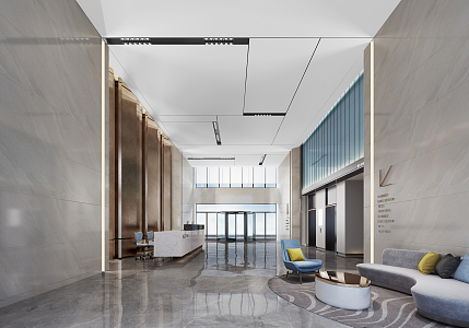 Modern Hall Office Building Lobby 3d model